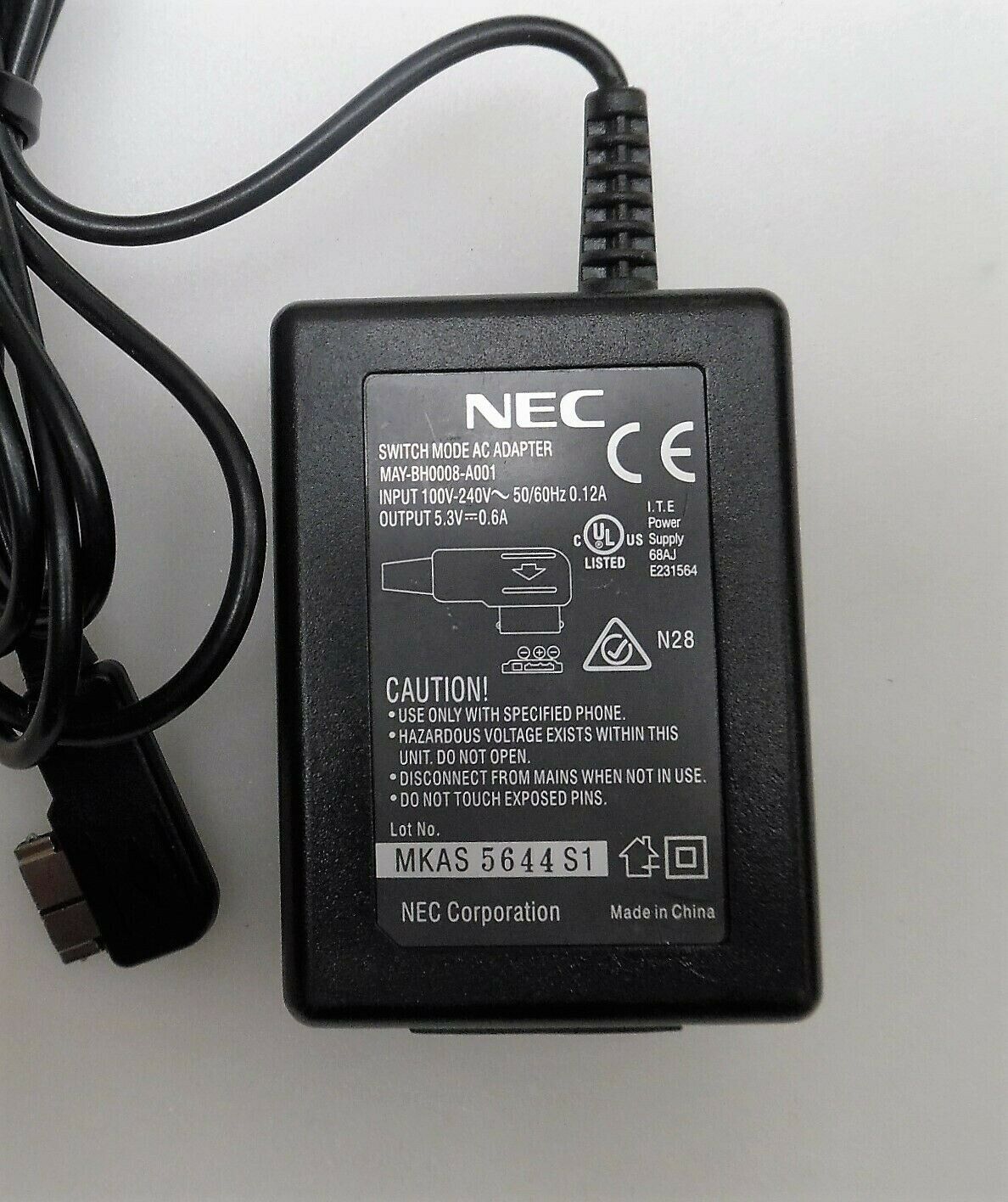 New NEC MAY-BH0008-A001 5.3V 0.6A AC DC Adapter Charger
